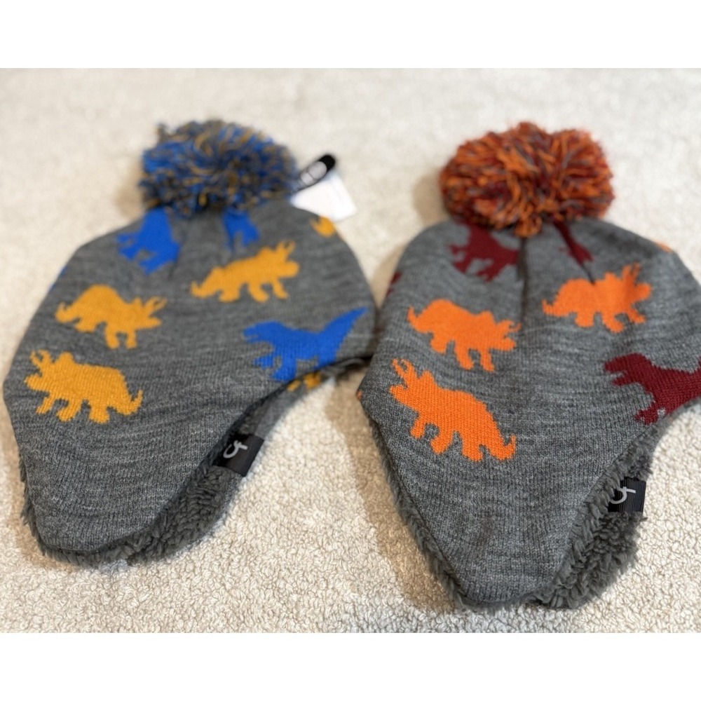 Lot Of 2 Toddler Beanie Hats Size 2T-4T Dinosaurs
